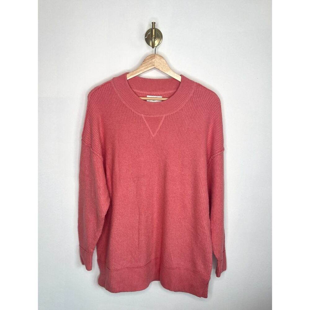 Aerie Cozy Up Ribbed Knit Sweater Coral Pink